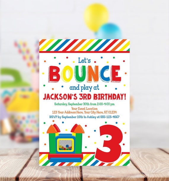 Bounce House Birthday Invitation, Editable Bouncy House Party