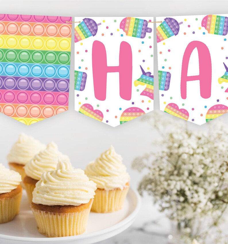 Pop It Happy Birthday Banner Printable Pop Its Banner Pop It - Etsy