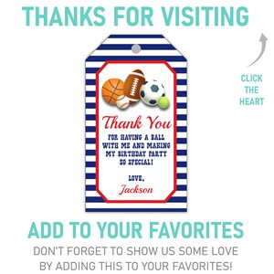 Sports Birthday Favor Tags, Editable Sports Favor Tags Template ...