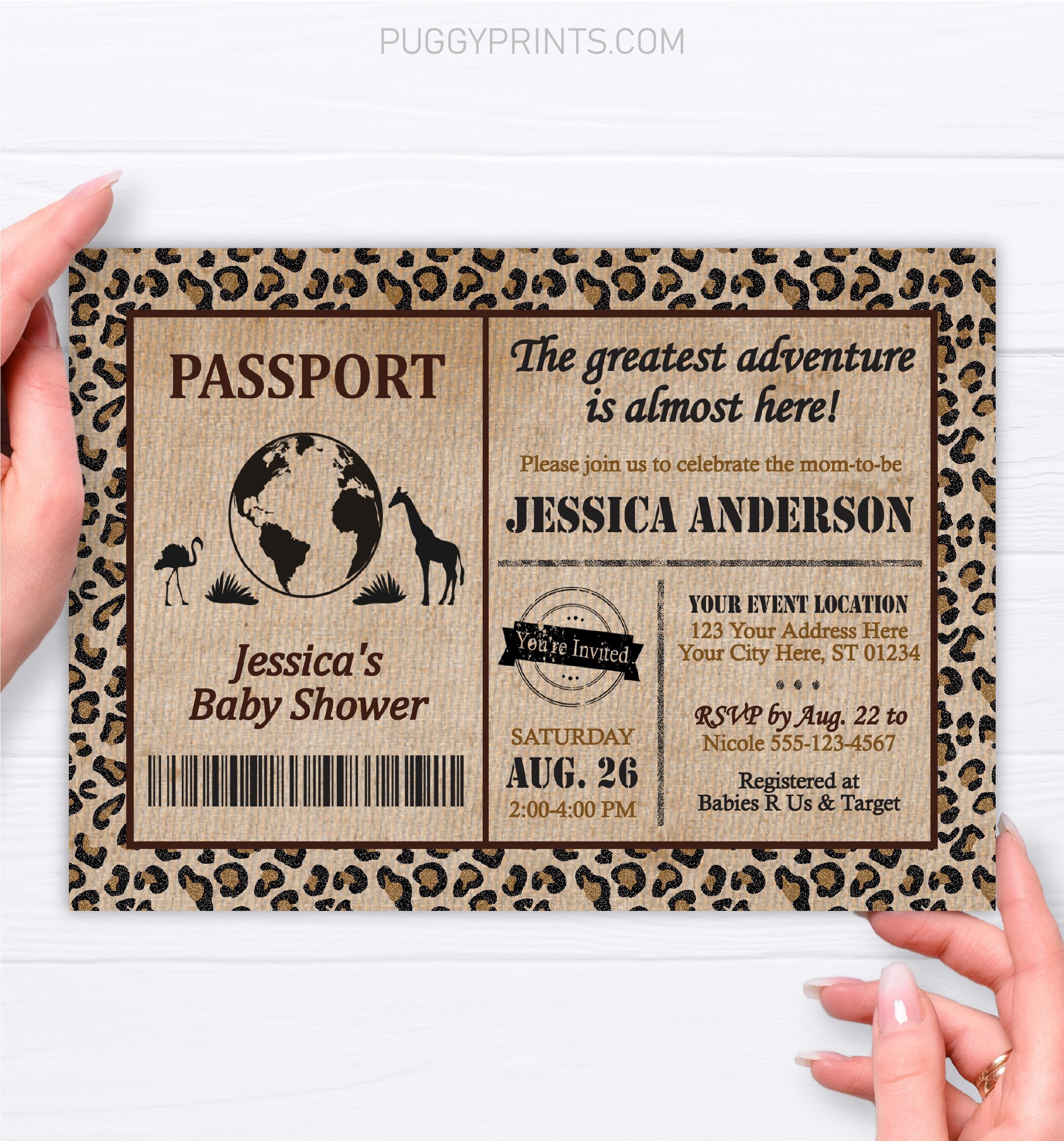 Safari Passport Baby Shower Invitation Editable Safari Invitation