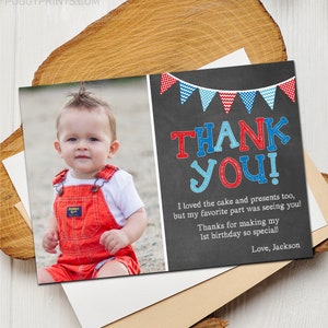 First Birthday Thank You Card With Photo Editable Thank You - Etsy