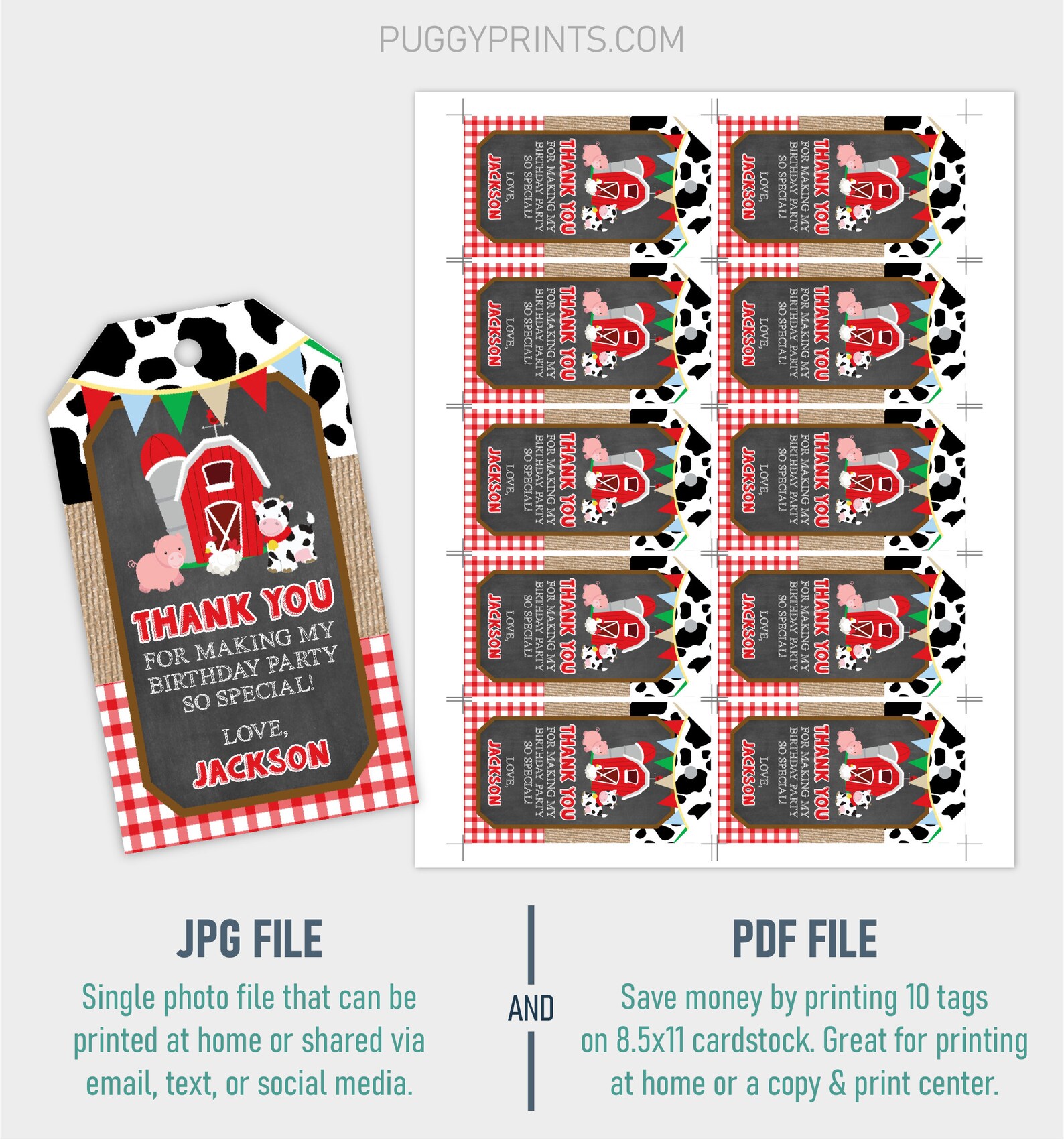 Farm Birthday Favor Tags Editable Farm Favor Tags Template - Etsy
