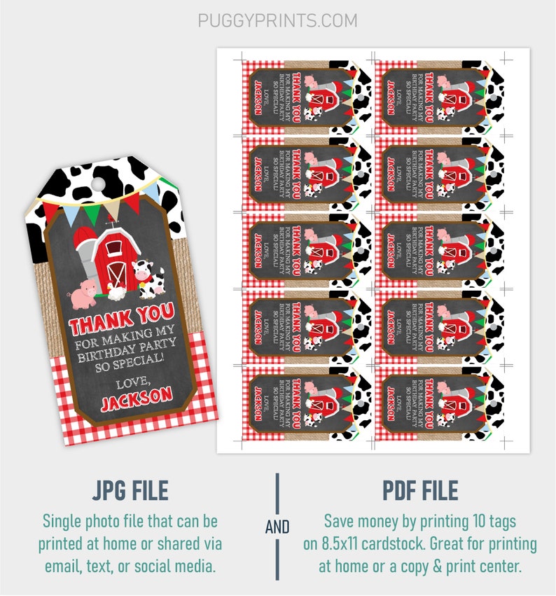 Farm Birthday Favor Tags Editable Farm Favor Tags Template - Etsy