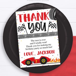 Two Fast Thank You Card, Editable 2 Curious Birthday Thank You Card Template, Printable Racing Thank You Card, Boy 2nd Birthday Race Car