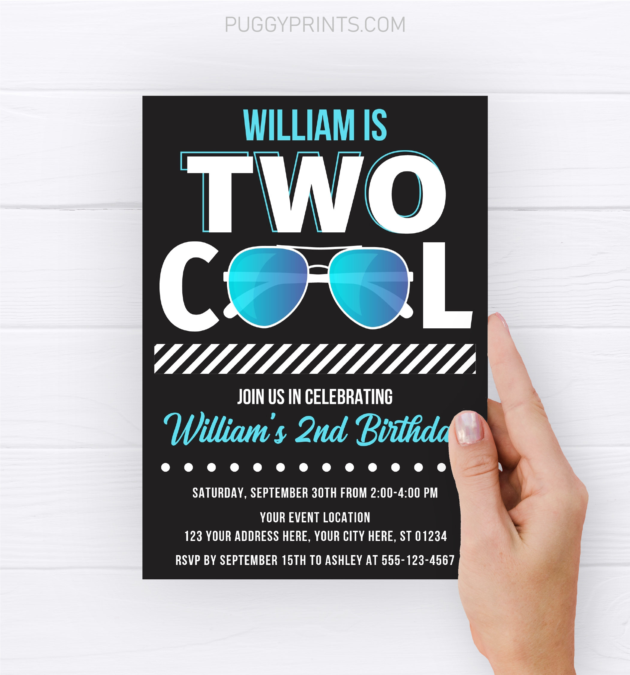 Two Cool Birthday Invitation Two Cool 2nd Birthday Etsy UK