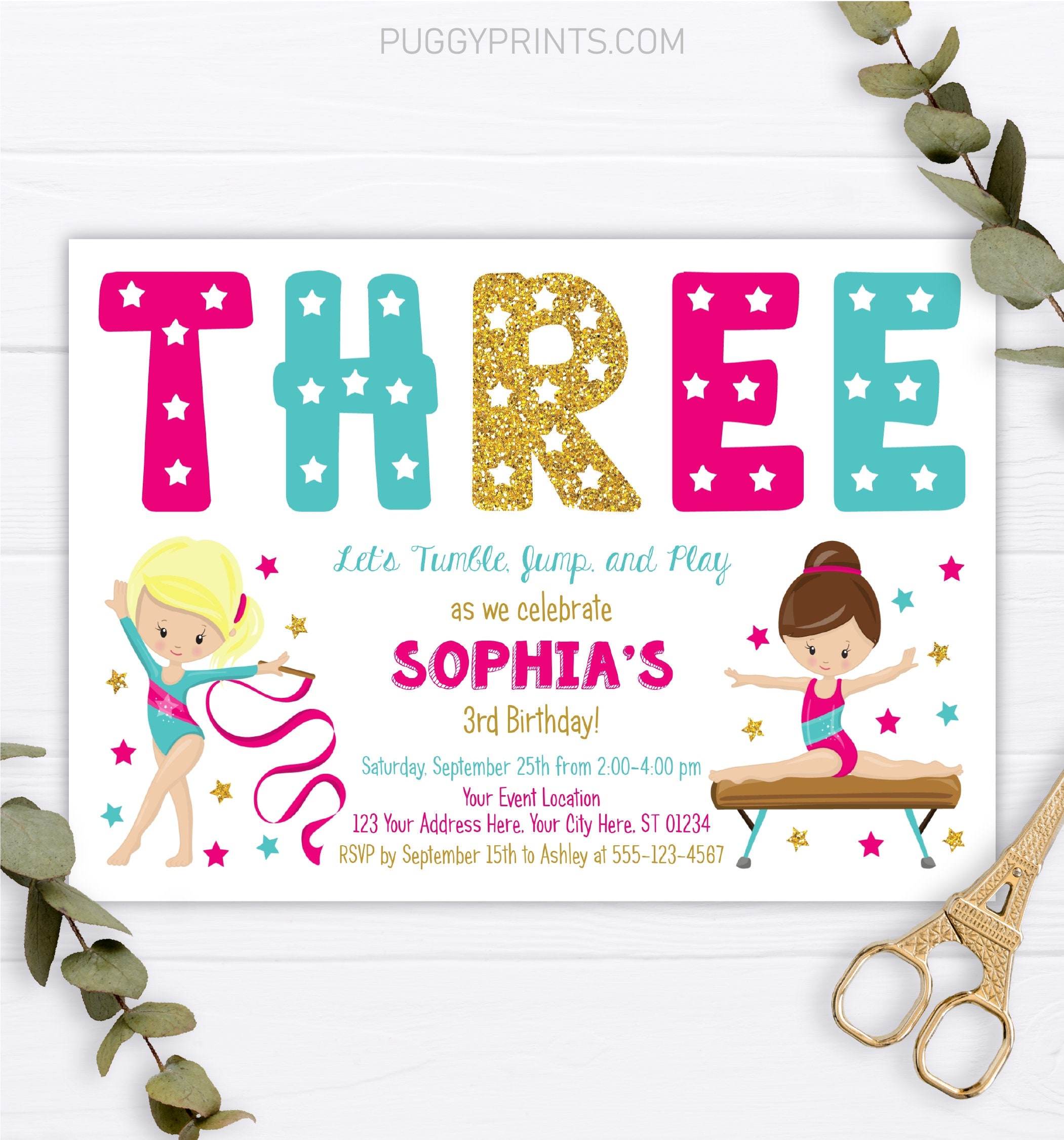 Gymnastic Boy Party Invitation TRY BEFORE You BUY Instant 