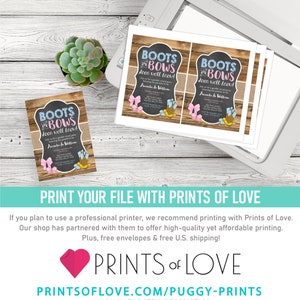 Boots or Bows Gender Reveal Invitation Editable Template Online Instant ...