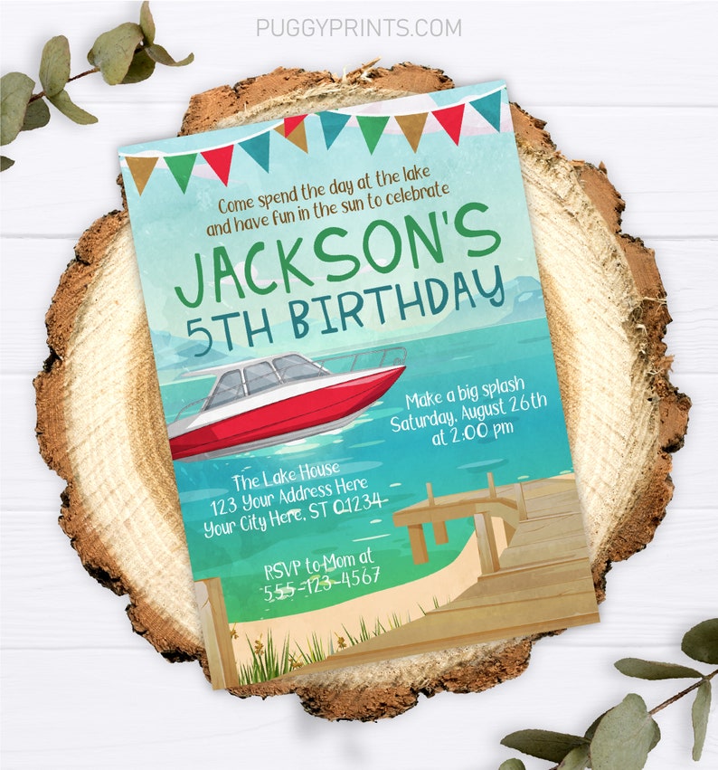 Lake Birthday Invitation Editable Lake Invitation Template Etsy