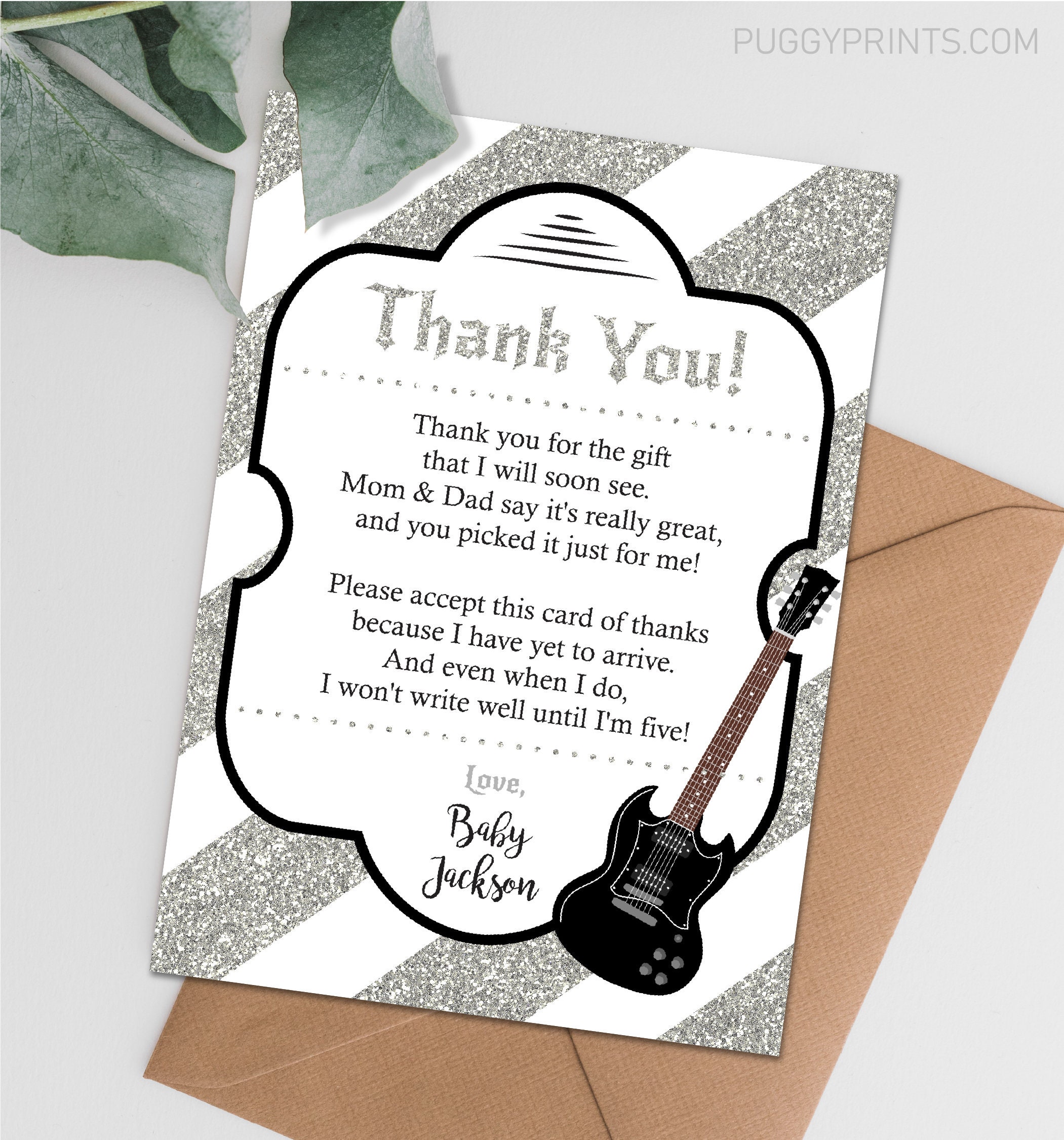 Rock Star Baby Shower Thank You Card Editable Rockstar Baby - Etsy