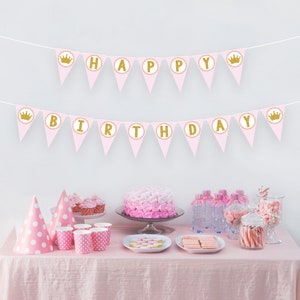 Princess Happy Birthday Banner, Printable Princess Banner, Princess ...