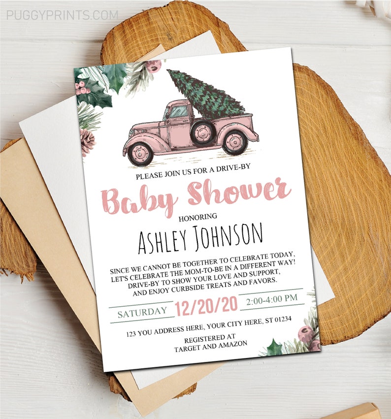 Winter Drive by Baby Shower Invitation Winter Drive Thru Baby Etsy