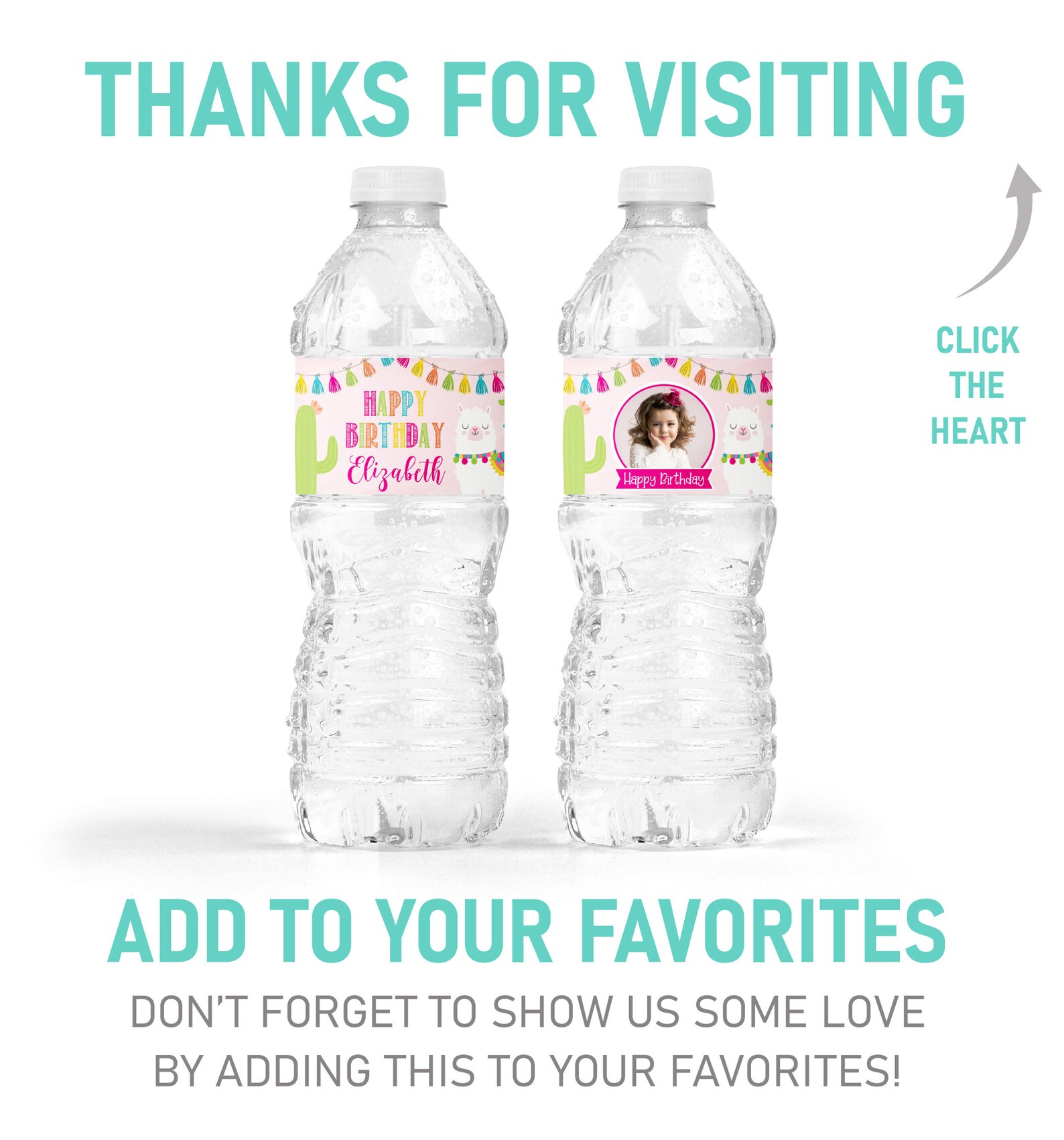 Llama Water Bottle Labels Editable Llama Birthday Party Etsy