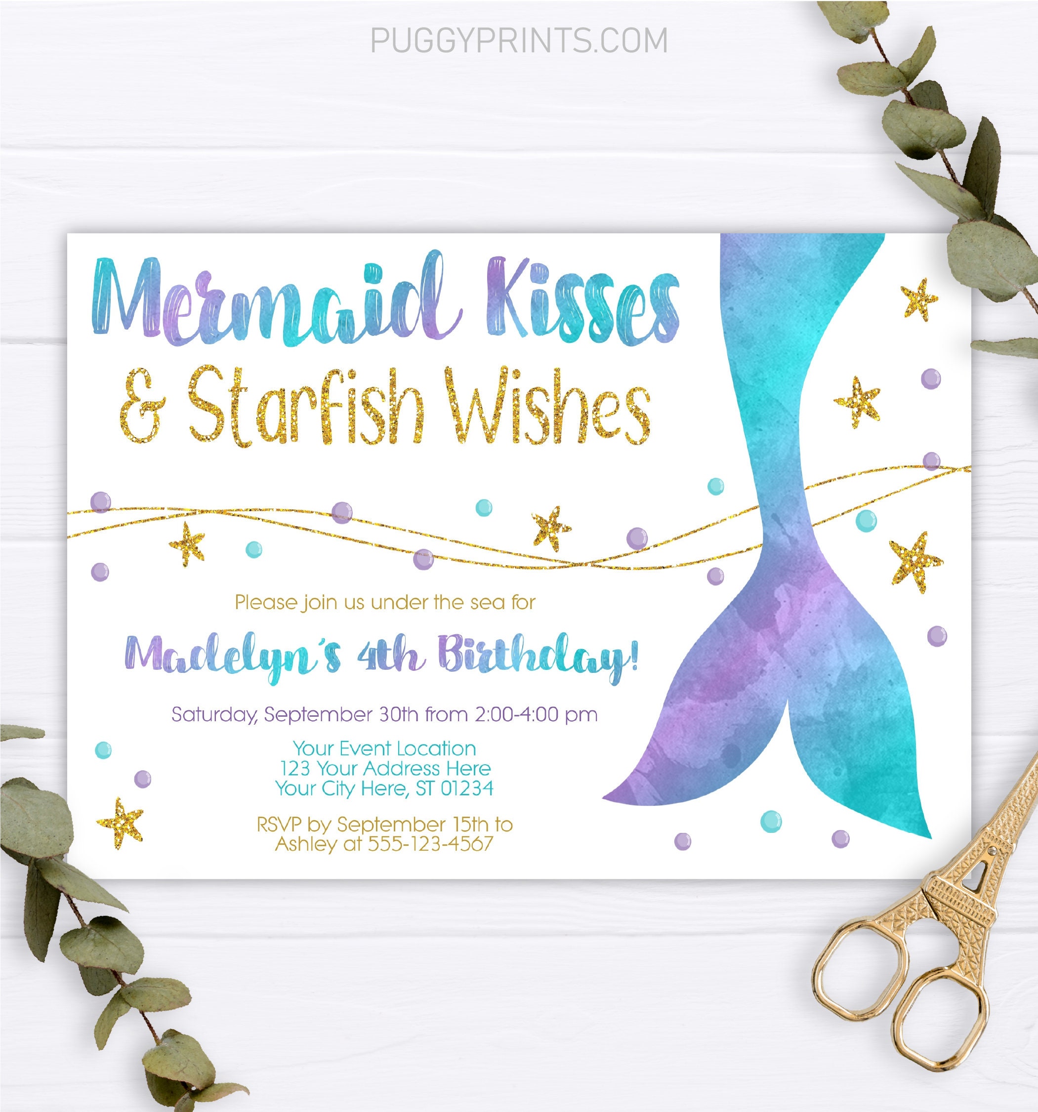 Mermaid birthday invitations deals