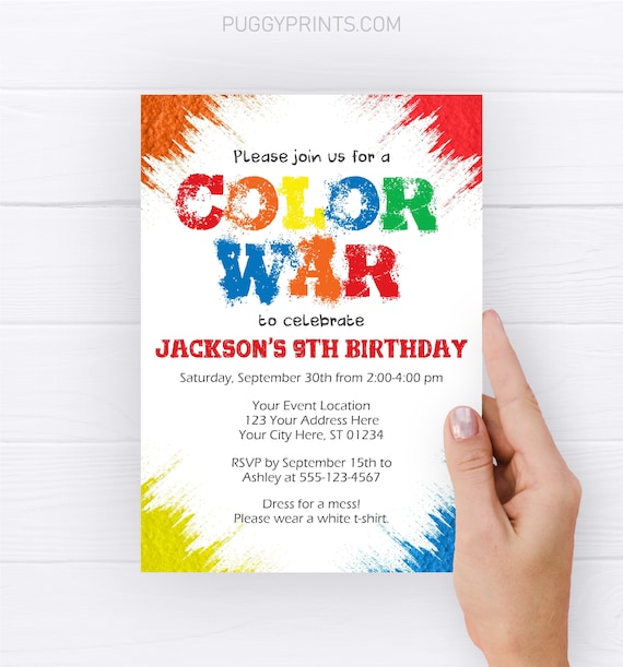 Color War Birthday Invitation | Editable Template Online | Instant Download Il_570xn