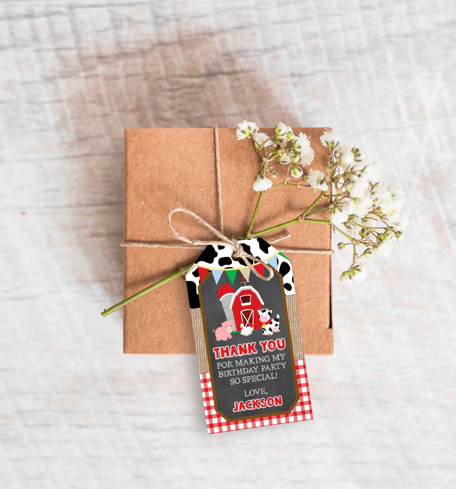 Farm Birthday Favor Tags Editable Farm Favor Tags Template - Etsy