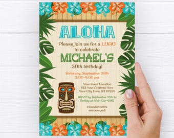 Luau Birthday Invitation | Editable Template Online | Instant Download