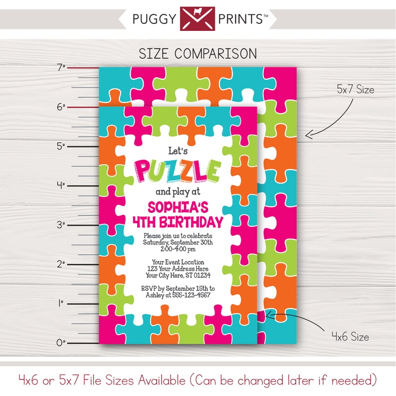 Puzzle Birthday Invitation Personalized and Printable Etsy