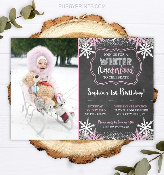 Winter Birthday Invitation, Winter ONEderland Invitation, Winter 1st Birthday Invitations, Girl's First Birthday, Editable Winter Wonderland