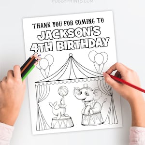 Circus Birthday Coloring Page, Editable Circus Coloring Page Template, Printable Circus Birthday Coloring Sheet, Carnival Birthday Party CIC