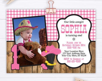 Cowgirl Birthday Invitation, Editable Cowgirl Invitation Template, Printable Western Birthday Invitations, Girl First Birthday Party Invite