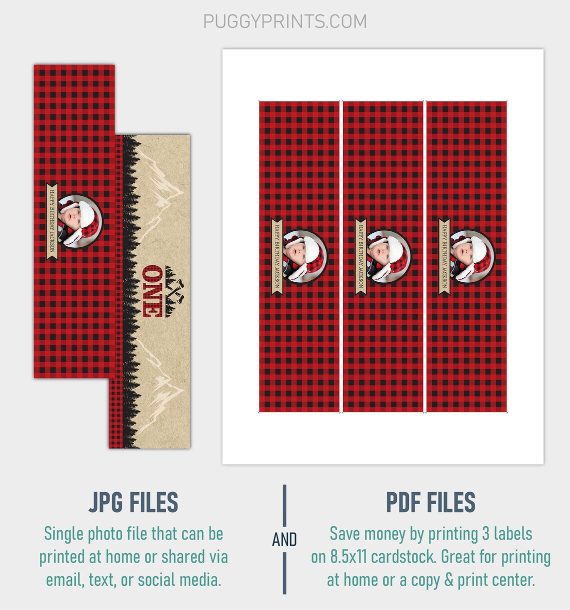 Lumberjack Birthday Water Bottle Labels Editable Template - Etsy