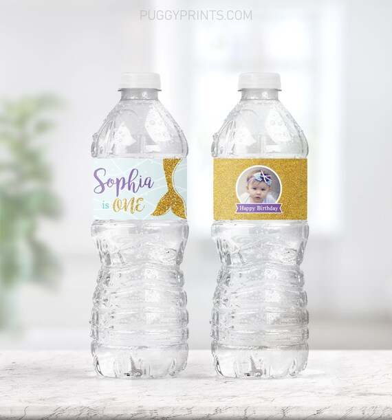 Mermaid Water Bottle Labels, Mermaid Birthday Party Decorations, Under the Sea Party, Mermaid Scales, Printable Labels, Editable Template Il_570xn
