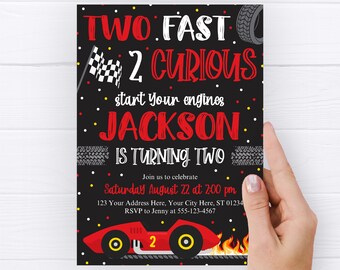 Two Fast Birthday Invitation: Race Car Party (Editable Template)