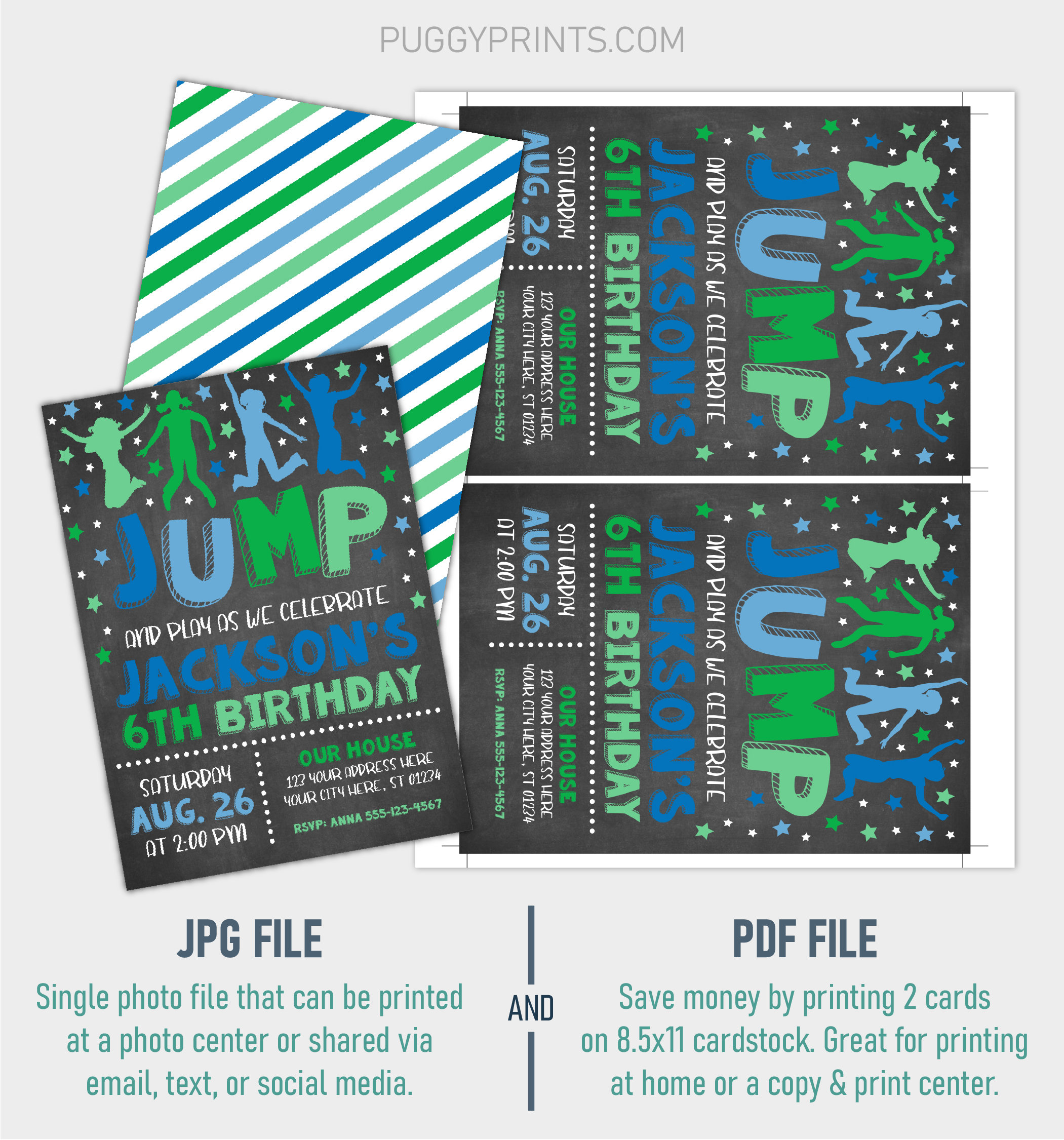 Jump Birthday Invitation Editable Jump Invitation Template | Etsy