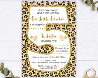 Cheetah 5th Birthday Invitation | Editable Template Online | Instant Download