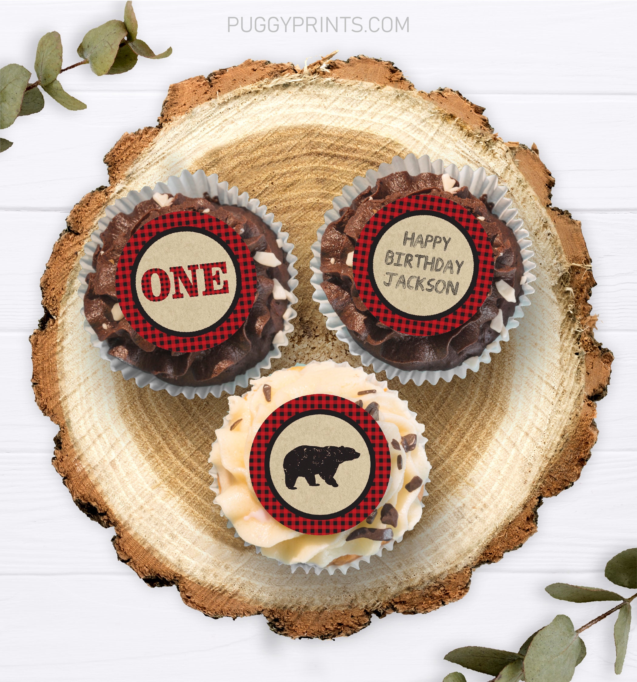 Lumberjack 1st Birthday Cupcake Toppers Editable Lumberjack | Etsy