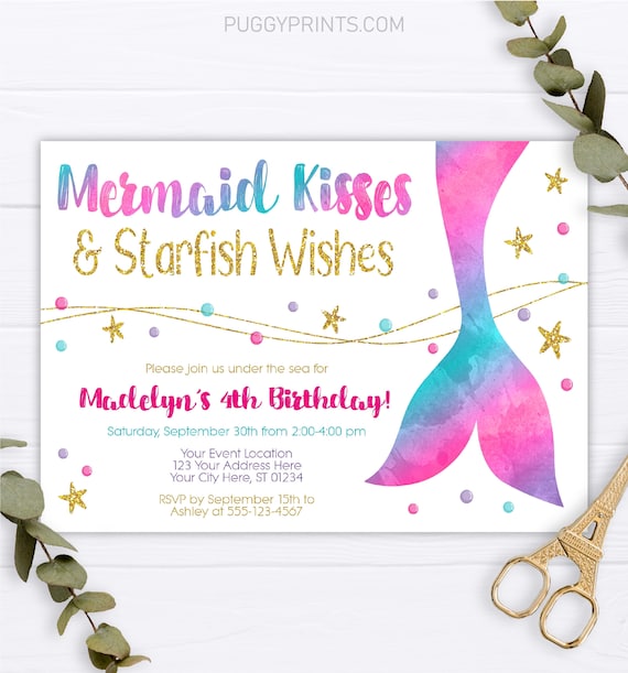 Mermaid Birthday Invitation, Editable Mermaid Invitation Template ...