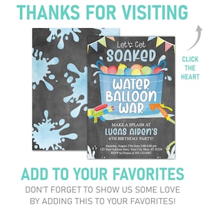 Water Balloon Invitation Editable Water Balloon War Birthday - Etsy