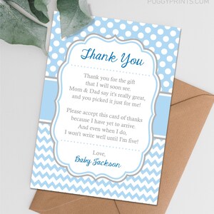 Baby Shower Thank You Card for Boys, Editable Baby Shower Thank You ...