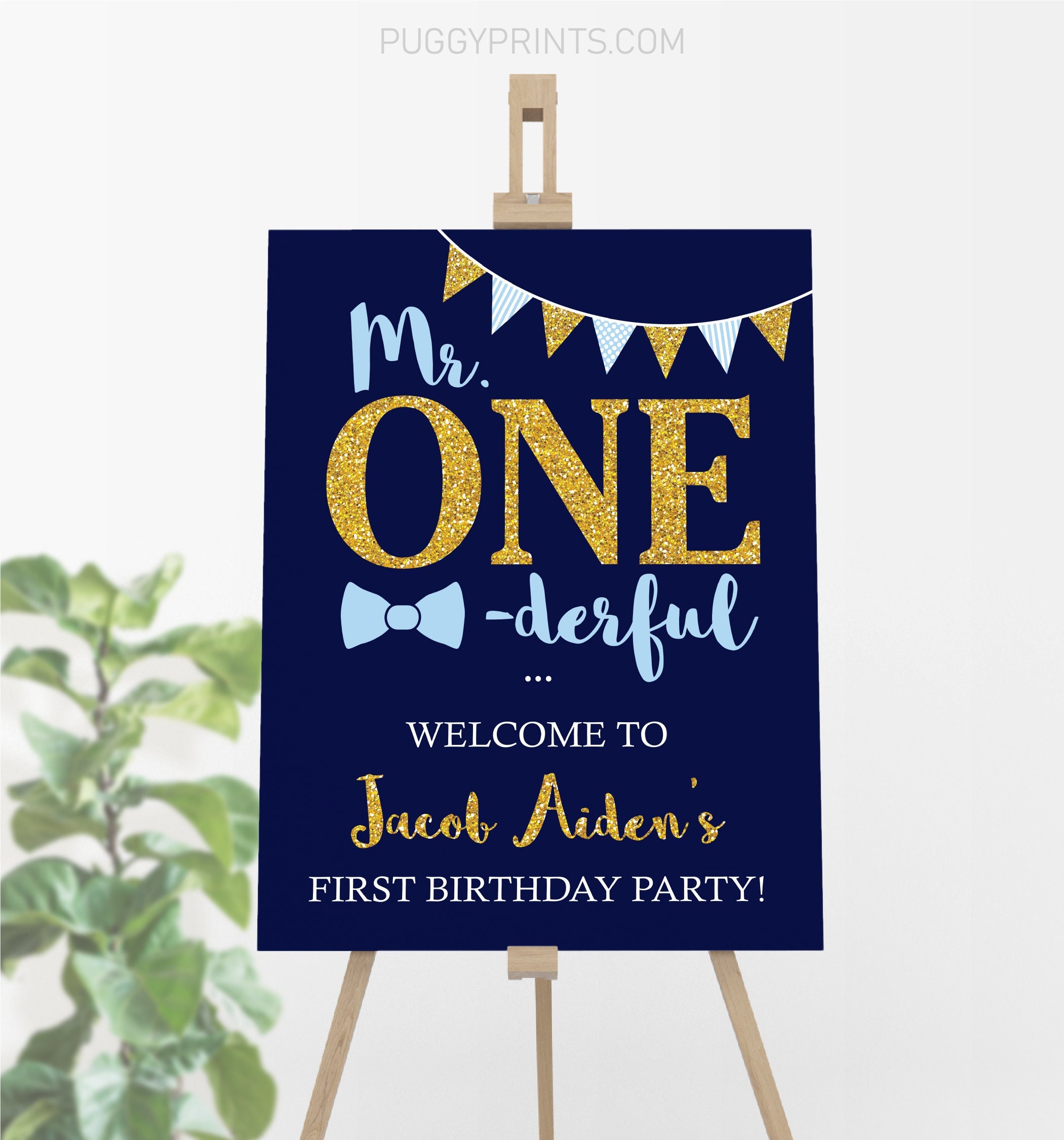 Talorine Geburtstags-Banner ‚Sweet One‘ – Blauer Glitzer, Für Babyparty & 1. Geburtstag