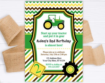 Tractor Birthday Invitation, Editable Tractor Invitation Template, Printable Tractor Party Invitations, Boy Farm Birthday Party Invite