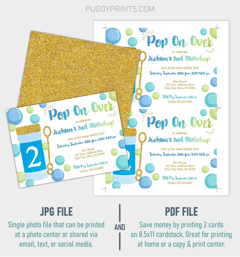 Bubble Birthday Invitation Editable Boy Bubble Party Etsy