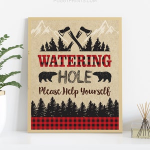 Lumberjack Watering Hole Sign, Printable Lumberjack Birthday Party ...
