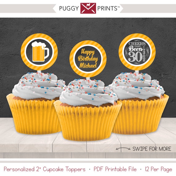 Cheers and Beers to 30 Years Birthday Cupcake Toppers | 30th Birthday 2 ...