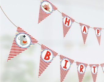 Circus Happy Birthday Banner, Printable Carnival Birthday Banner, Circus Birthday Party Decorations, Carnival Party Decor, Instant Download