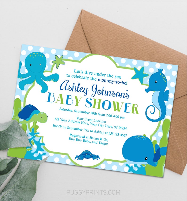Under the Sea Baby Shower Invitation Editable Under the Sea Etsy