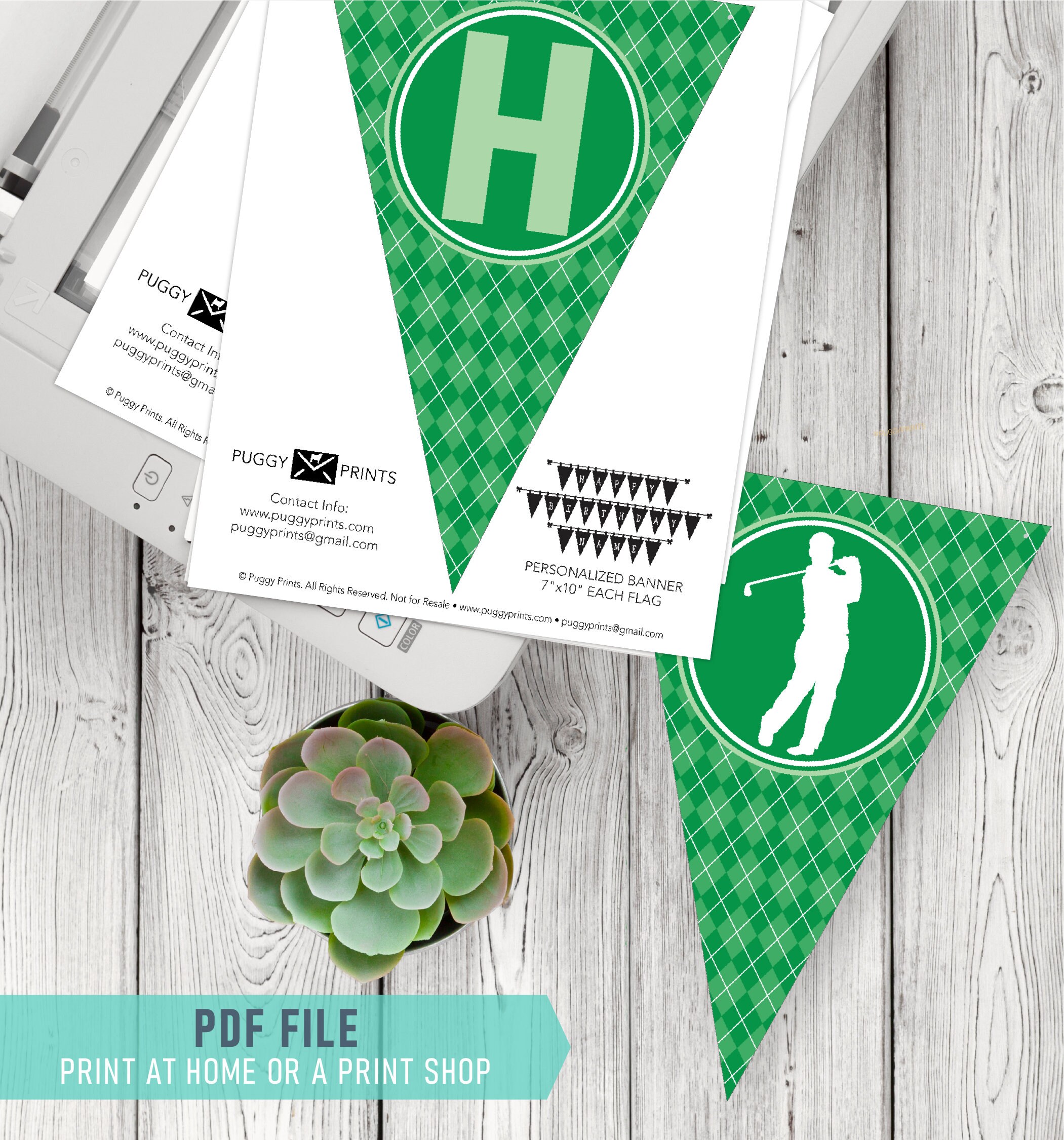 Golf Happy Birthday Banner Printable Men's Golf Birthday | Etsy
