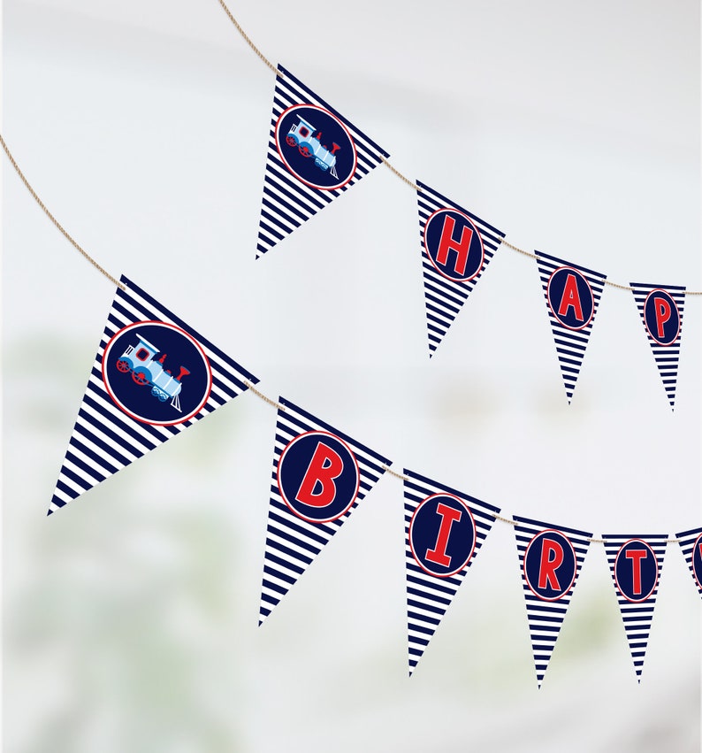 Train Happy Birthday Banner Printable Train Banner Train - Etsy
