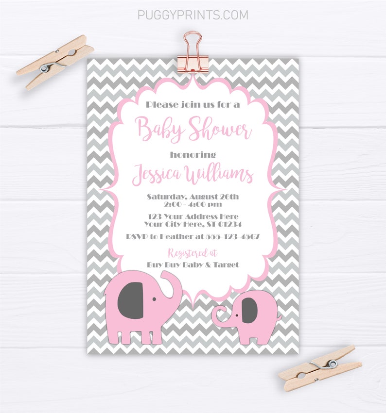 Elephant Baby Shower Invitation Editable Elephant Invitation Etsy