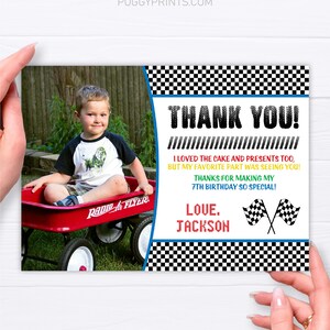 Racing Birthday Thank You Card, Editable Racing Thank You Card Template ...