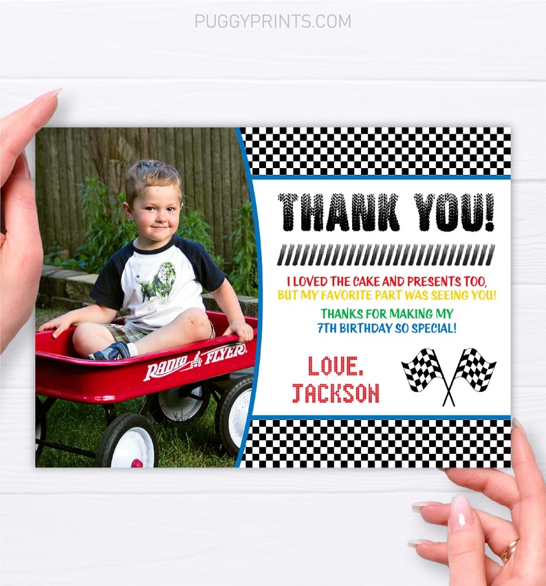 Racing Birthday Thank You Card Editable Racing Thank You Card | Etsy