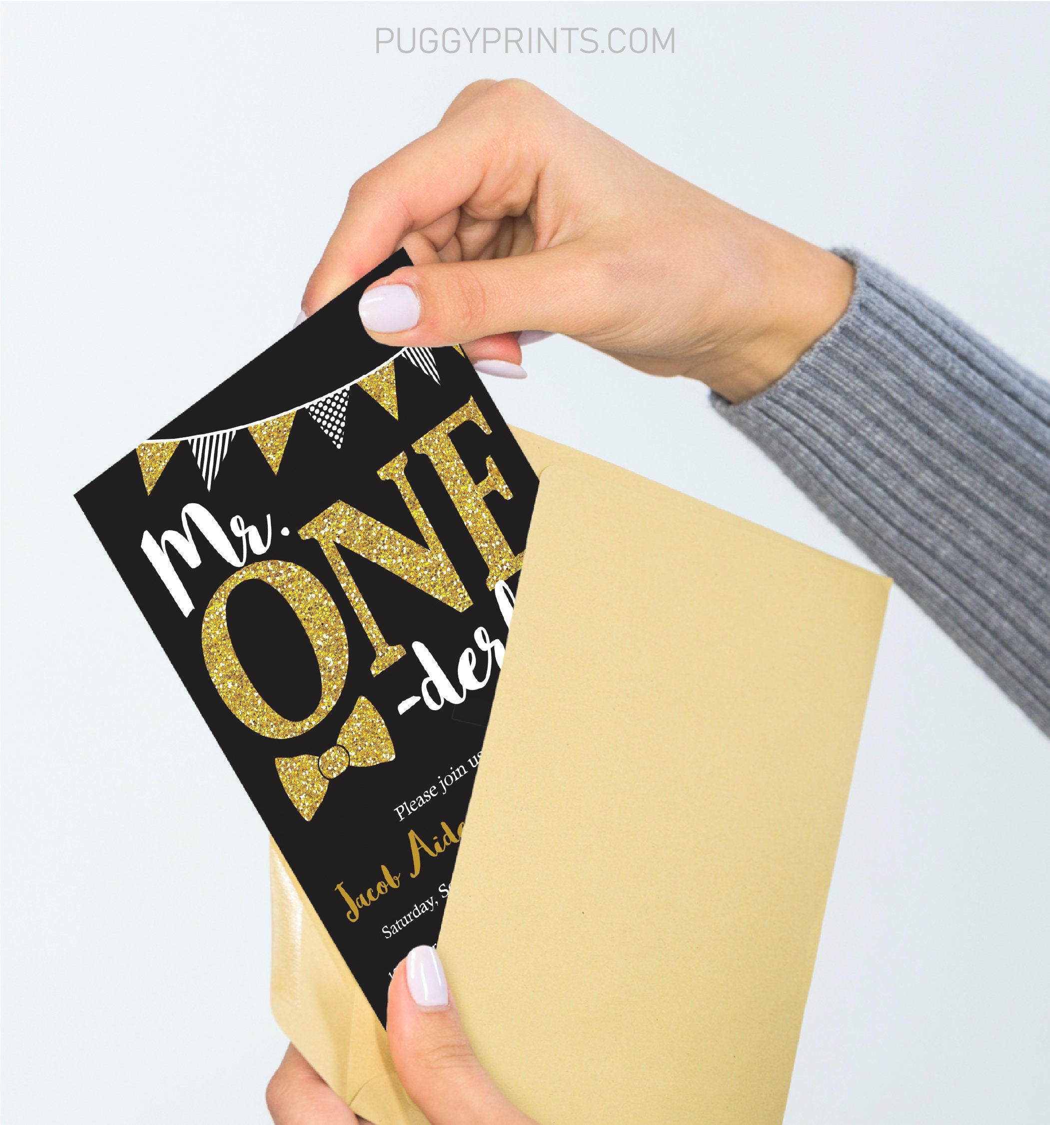 Mr. ONEderful 誕生日招待状、編集可能な Mr. ONEderful 招待状