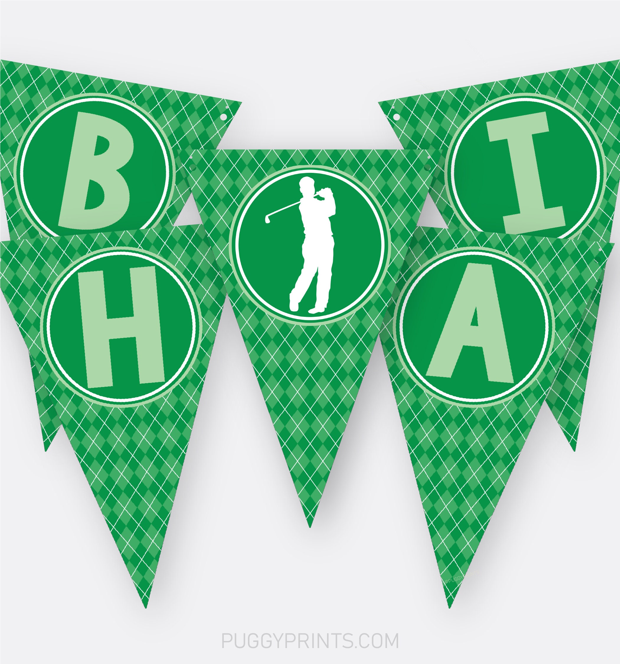 Golf Happy Birthday Banner Printable Men's Golf Birthday | Etsy