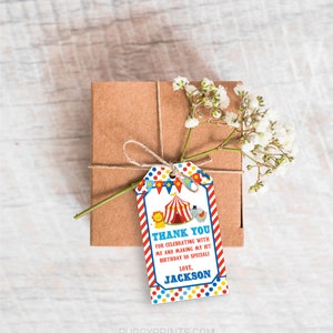 Circus Birthday Favor Tags, Editable Circus Favor Tags, Printable Carnival Gift Tags, Circus Birthday Party Favors, Carnival Party Decor image 3