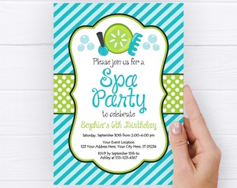 Spa Party Birthday Invitation, Editable Spa Birthday Invitation Template, Slumber Party, Manicure, Pedicure Sleepover Invitation Girl