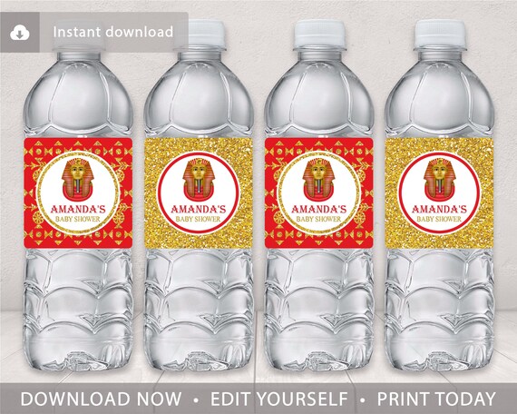 Egyptian Baby Shower Water Bottle Labels | Editable Template Online | Instant Download Il_570xn